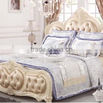 Royal silver and purple bedding set Luxury wedding bedding set 100% cotton embrodiery bridal bedding commerical bedding set