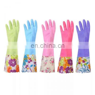 Customized Waterproof Gardening Laundry Kitchen Dish Washing Clean Household Long Sleeve Rubber Gloves