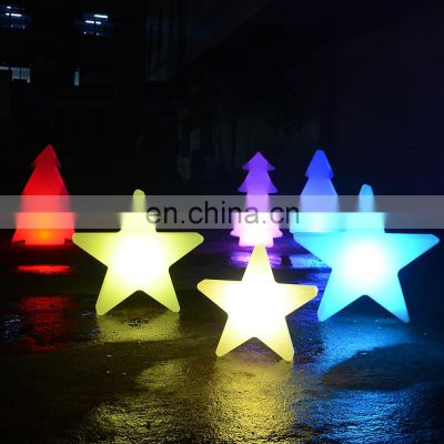 led fancy outdoor Christmas tree light/event wedding rechargeable PE plastic led tree star snow led Christmas decorative lights