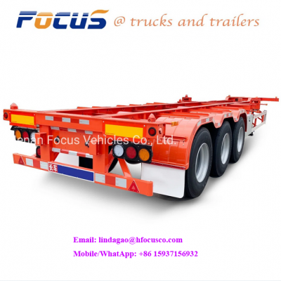 cheap price New 3axles 60ton Skeleton chassis Container Flatbed Semi Trailer Truck For Sale with high quality