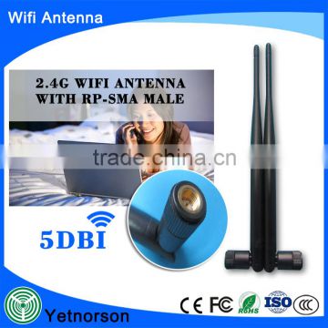 Factory supply 2.4G high gain 5 dBi rubber duck wifi antenna with SMA connector