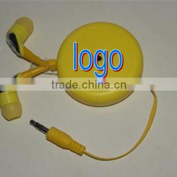 retractable earphone with logo , retractable earbuds for mp3