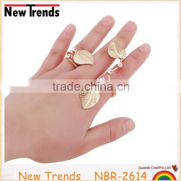 Crystal leaves rings new fashion leaves palm cuff ring for lady