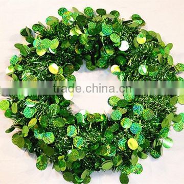 Metallic & Holographic 16" PVC Christmas Tinsel Garland For Festival Decorations