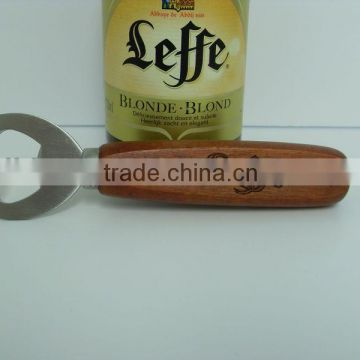 leffe beer wooden-handle bottle opener,fire burned logo wooden opener