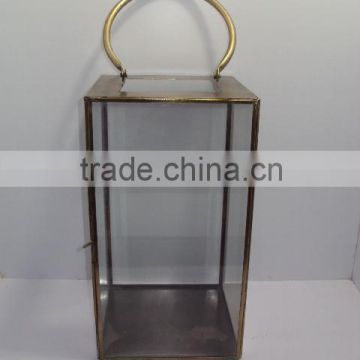 Iron & Glass Lantern Brass Antique