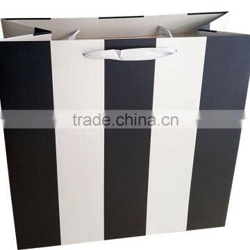 Top grade black color paper gift bag with ribbon handle