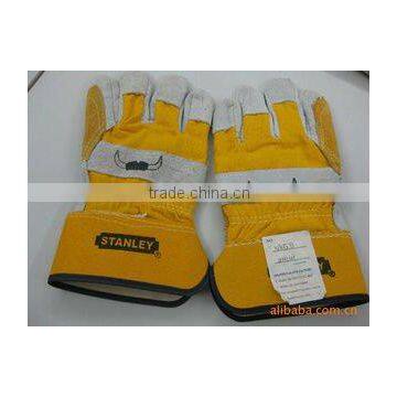 yellow Heavy Duty Double Reinforced Palm Leather Work Gloves