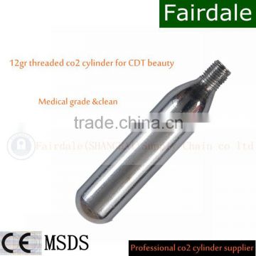 Food medical grade Top Quality factory price mini co2 gas cylinder cartridge tank 12g threaded use for beer / beauty machine