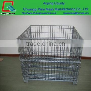 Wire mesh container heavy-duty rigid rolling collapsible wire mesh container with caster