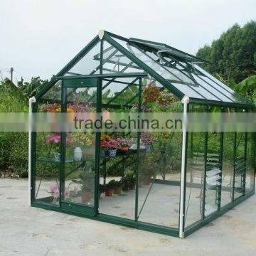 Frigid zone 4mm tempered safety glass greenhouse with aluminium frame and base