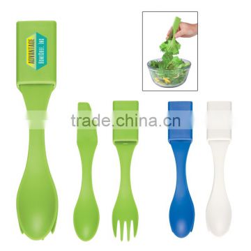 4-In-1 Biggie Utensil Set - set doubles as tongs, simply turn spoon/knife around and slide into fork handle