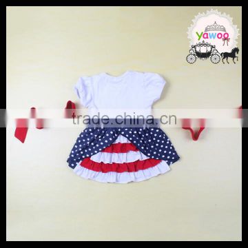 2016 yawoo navy polka dots red ruffle cap sleeve july 4th baby dresses girls summer frock designs