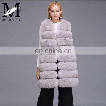 Ladies Wholesale Women Real Fox Fur Sleeveless Long Vest