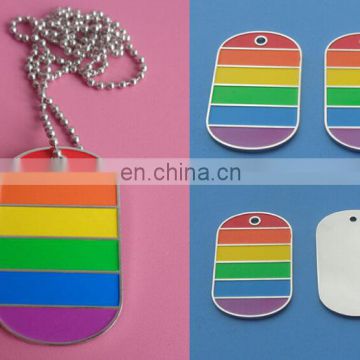 Gay Lesbian Pride Rainbow Dog Tag Necklace