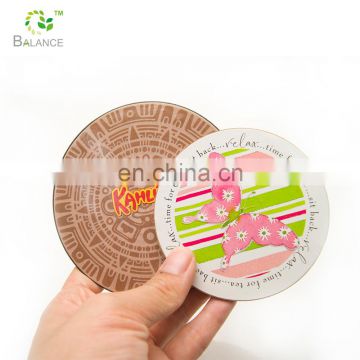 high quality one- color printed cork coasters dirnk coaster pads 50-150mm cork pad
