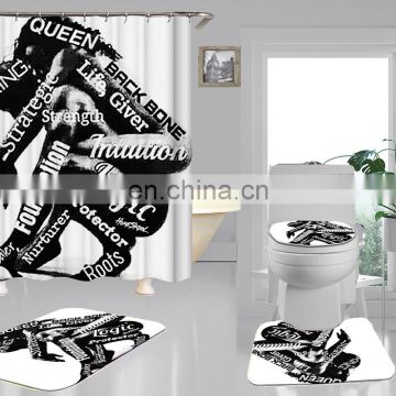 Popular new arrival black white African american woman shower curtain with set