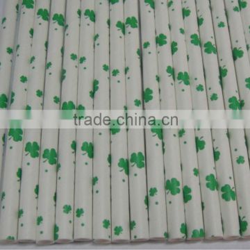 19.7*0.6 cm Green Leaves shape paper decorative drinking straws