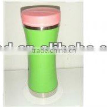 pretty 280ml double wall plastic inner ss cup with lid