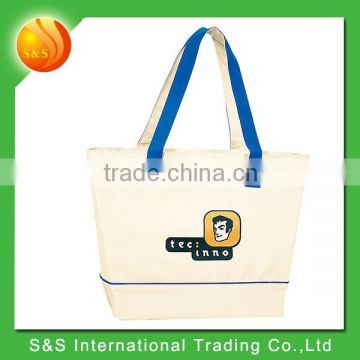 2015 hot sell poluester cheap beach tote bag with open front pocket