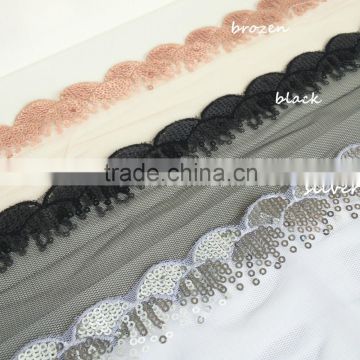 scalloped lace trimming,embroidery designs on tulle,scalloped sequins on mesh                        
                                                Quality Choice