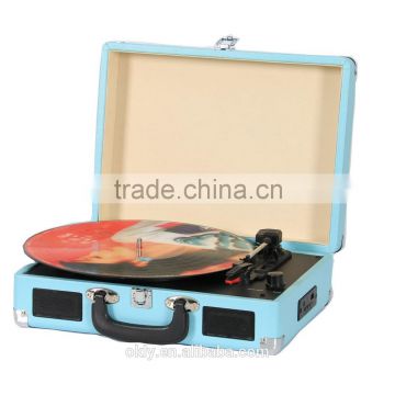 Retro USB bluetooth suitcase turntable record player for Vinyl LP player