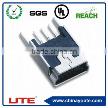 Mini USB series jack 5P female connector for mobile