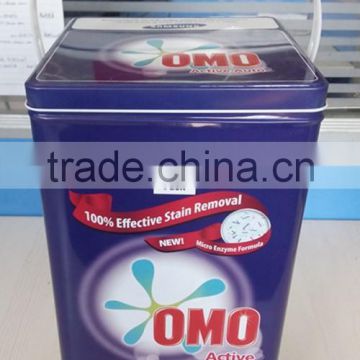 Recycled material custom size washing powder tin box with handle