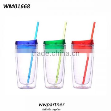 double wall acrylic tumbler with straw