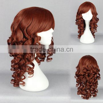 Old fashion kinky Hair Full Wigs Brown finger curls wig N452