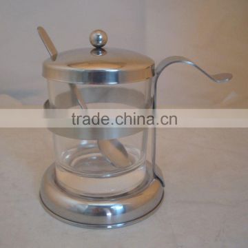 stainless steel glass sugar pot or bowl