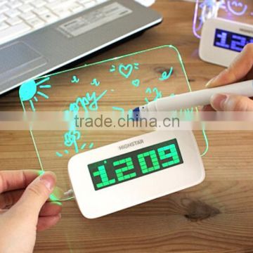 Good selling led message board alarm clock ,led writing clock ,led table clock