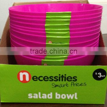 Picnic salad bowl PP 10 inch round (Pink-RHODAMINE RED c) in display box packing #TG1005EG