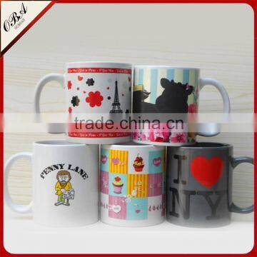 Unique design oem white colorful 11oz sublimation coffee mug cup