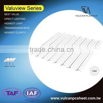 UV Resistant Transparent Solid Corrugated Polycarbonate Sheets (Valuview Clear series)