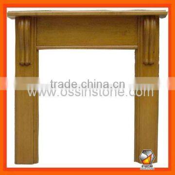 Hand craving nature pine wood fireplace mantel