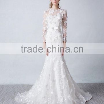 2017 wholesale custom long sleeve mermaid wedding dress