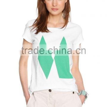 Women100% cotton 160g,180g Casualshort sleeve rounded hem T-shirt with geometry printing