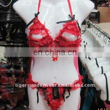 transparent lace women sexy underwear bra g-string set