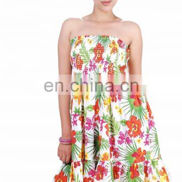 Printed Cotton Bustier Dress