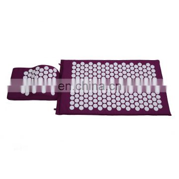 High Quality Natural Linen Flower of life Plastic Spike acupressure mat pillow set