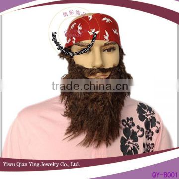 long synthetic fake moustache with headband for sale
