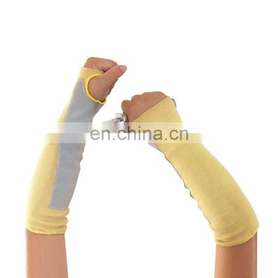 Yellow No. 7 aramid cut and flame-retardant wear-resistant leather long sleeves