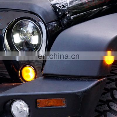 J306 Front Signal Light grill light Turn signal FOR JEEP FOR Wrangler JK 2007-2017 accessories for jeep JK black yellow LANTSUN