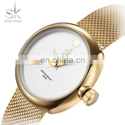 SHENGKE Elegant Fashion Gifts For Women Stainless Steel Mesh Band Quartz Movement Ladies Watches  K0029L Reloj Para Mujer