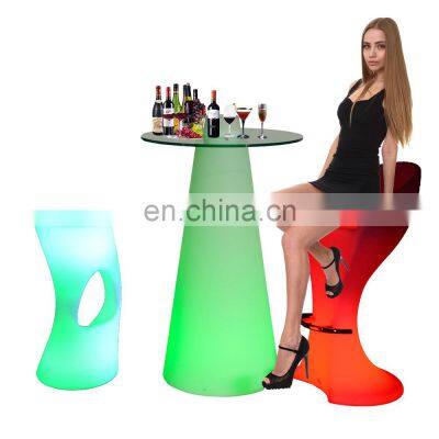 club furniture /rechargeable led bar stool outdoor PE plastic led light patio furniture waterproof bar stool high chair