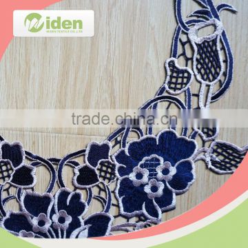 Beautiful mesh flower pattern elegant royal blue 3D collar lace                        
                                                                                Supplier's Choice