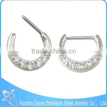 Crystal Nose Jewelry U Shaped Hypoallergenic Body Piercing Nose Rings