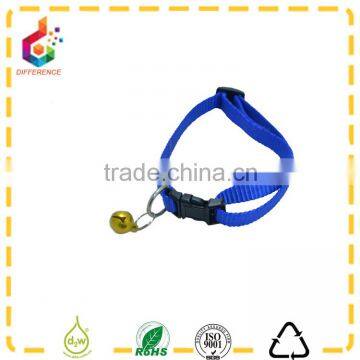 Blue nylon adjustable collar with a ring bell