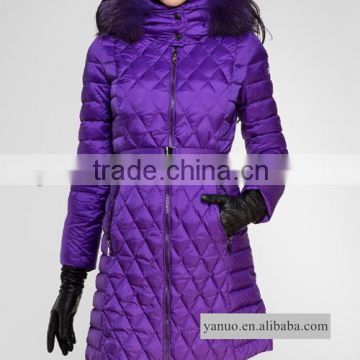 high-end classic new style women quilting winter jacket long coat purple